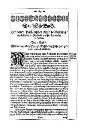 Das sechste Buch. Der newen Persianischen Reisebeschreibung/ handelt von der Rückreise aus Persien wieder in Holstein.