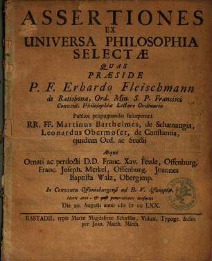 Assertiones Ex Universa Philosophia Selectae