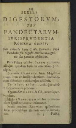 Series Digestorum