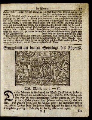 Evangelium am dritten Sonntage des Advents. Text. Matth. 11, 2-11.