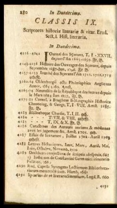 Classis IX. Historia Literaria