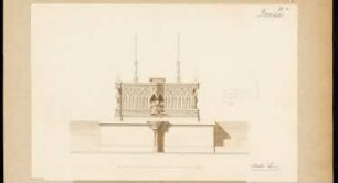 Altar Monatskonkurrenz Juni 1844: Grundrissskizze, Aufriss; Maßstabsleiste