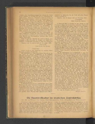 Die Baumwollkultur im tropischen Zentralafrika.