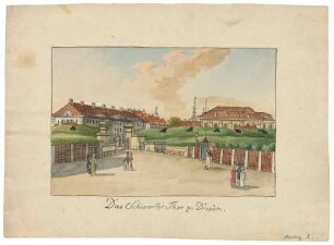 Das Schwarze Tor (Bautzner Tor, später Albertplatz) in Dresden