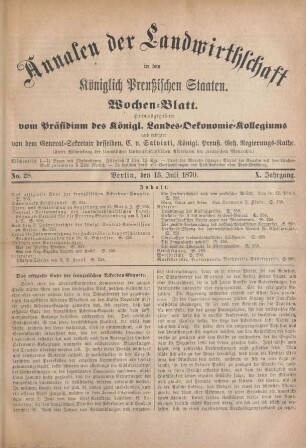 No. 28. Berlin, den 13. Juli 1870. X. Jahrgang.