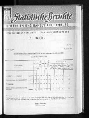 Die Umsatzentwicklung im Hamburger Gaststätten- und Beherbergungsgewerbe im November 1960 : Lfd. Nr. 2