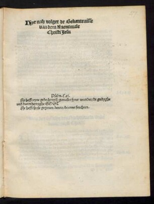 Hyr nah volget de Bekentenisse van dem Aventmale Christi Jesu.