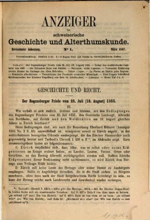 Anzeiger für schweizerische Geschichte und Altertumskunde = Indicateur d'histoire et d'antiquités suisses. 3, 3 = A. 13/14. 1867/68