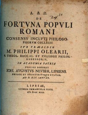 De Fortvna Popvli Romani