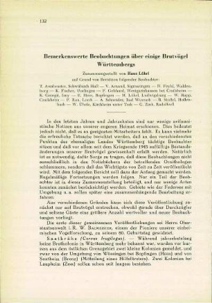 Bemerkenswerte Beobachtungen über einige Brutvögel Württembergs