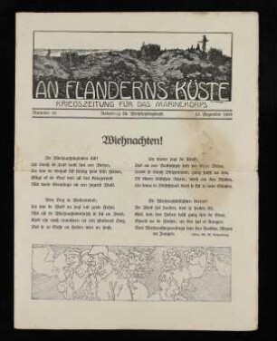 An Flanderns Küste, Kriegszeitung für das Marinekorps, Nummer 19, 15. Dezember 1916 - Weihnachten!