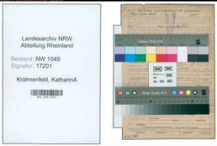 Entnazifizierung KatharinA Krahnenfeld , geb. 24.12.1883 (Kauffrau)