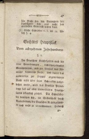 Sechstes Hauptstück. Vom achtzehnten Jahrhunderte.