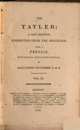 The tatler, 3 = 1709/11 (1808) , Nr. 85 - 144