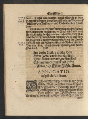 Applicatio, ad pie defunctum.