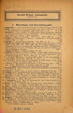 Lagerkatalog von Oswald Weigel's Antiquarium in Leipzig : Verzeichnis älterer und neuerer Bücher ... Neue Folge, 33