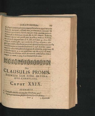 Caput XXIX. De Clausulis Promissionum Sub Fide Divina Sive Christiana.