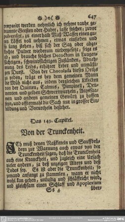Das 149. Capitel. Von der Trunckenheit