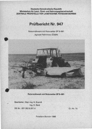 Rotormähwerk mit Rotorzetter SP 9-061