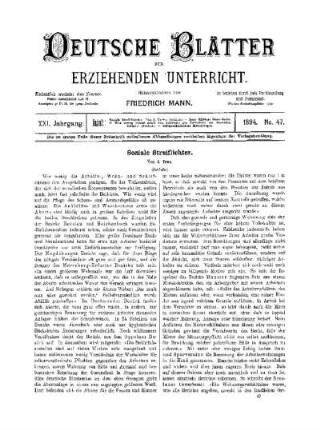 Soziale Streiflichter : (Schluss)