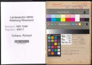 Entnazifizierung Richard Cohaus , geb. 05.11.1901 (Apotheker)