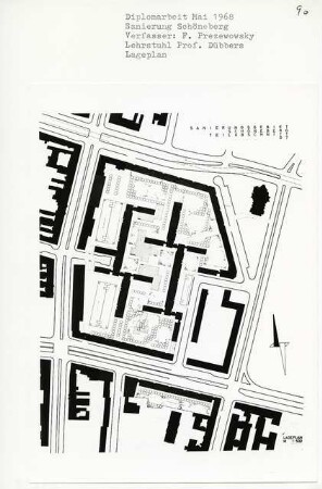 Sanierung Schöneberg, Berlin-Schöneberg (Diplomarbeit bei Kurt Dübbers): Lageplan 1:500