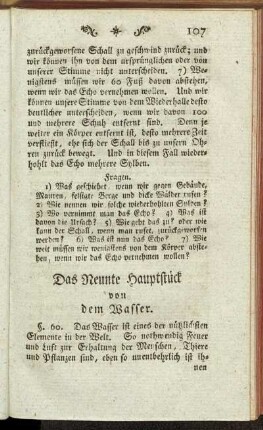 Das Neunte Hauptstück von dem Wasser.