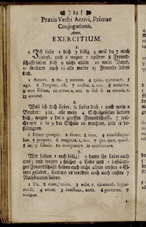 Praxis Verbi Activi, Primae Conjugationis. - Praxis Verbi Passivi, Tertiae Conjugationis. 1. - 101.
