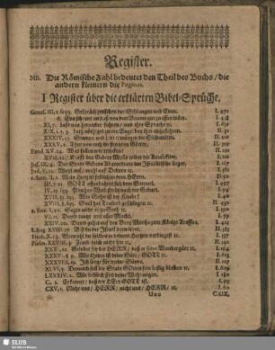 I. Register über die erklärten Bibel-Sprüche