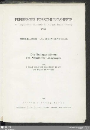 Die Erzlagerstätten des Neudorfer Gangzuges