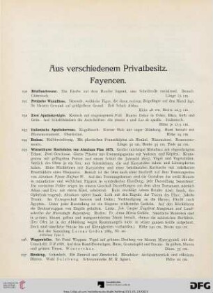 Aus verschiedenem Privatbesitz. Fayencen (Nr. 190-242)