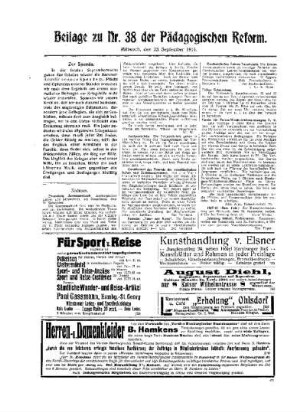 Notizen : Beilage zu Nr. 38 der Pädagogischen Reform