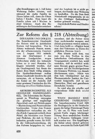 Zur Reform des § 218 (Abtreibung)