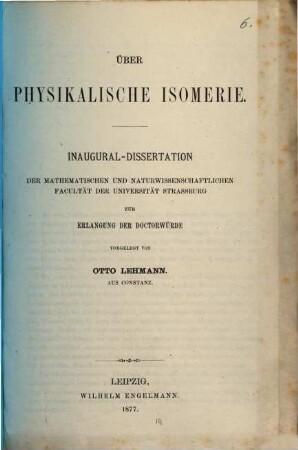 Über physikalische Isomerie