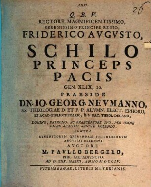 Schilo princeps pacis, Genes. 49, 10