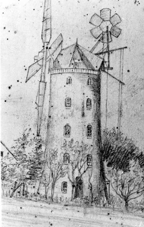 Klipphausen-Pegenau. Turmholländermühle, Zeichnung, Repro