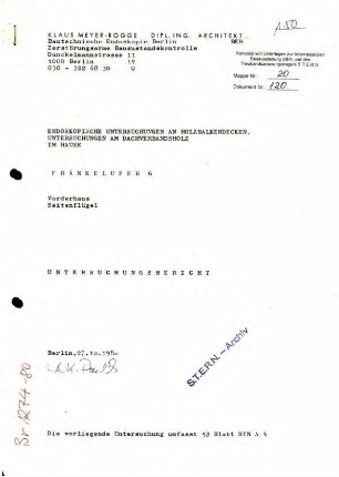 Untersuchungsbericht: Endoskopie Holzbalkendecken Fraenkelufer 6