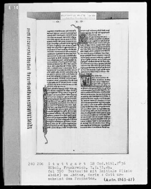 Bibel — Initiale V (isio Abdie), darin erscheint Gott dem Propheten, Folio 350recto