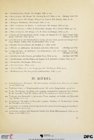 IV. Möbel (Nr. 401-448)