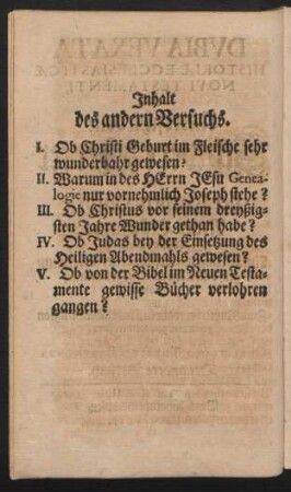 Inhalt des andern Versuchs.