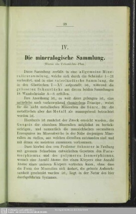 IV. Die mineralogische Sammlung