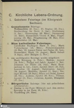 C. Kirchliche Lebens-Ordnung