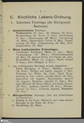 C. Kirchliche Lebens-Ordnung
