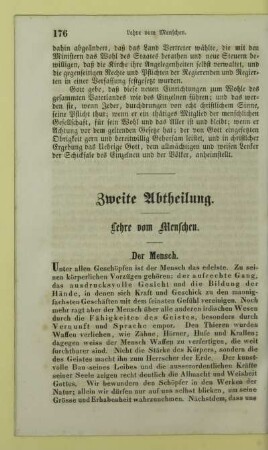 Zweite Abtheilung. Lehre vom Menschen