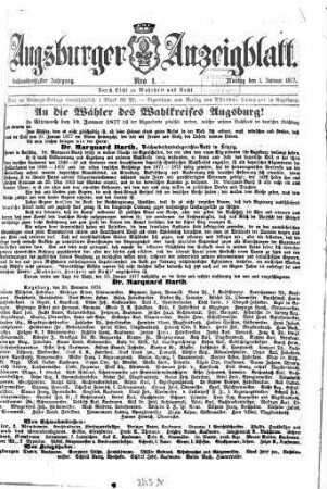 Augsburger Anzeigeblatt. 1877,1/6 = Jg. [36]