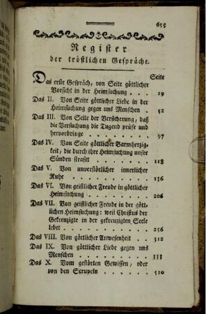 Register der tröstlichen Gespräche.