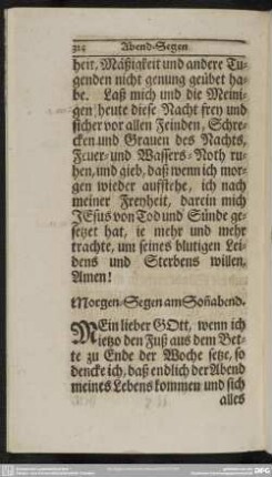 Morgen-Segen am Son[n]abend