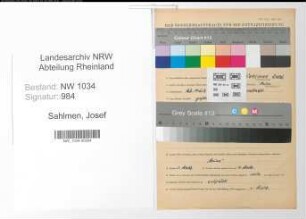 Entnazifizierung Josef Sahlmen , geb. 23.03.1909 (Stabsfeldwebel)