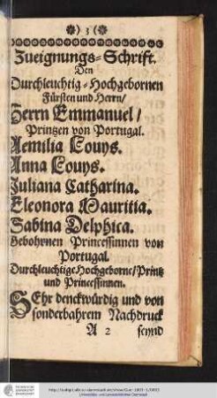 Zueignungs-Schrift.