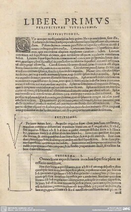 Liber Primus Perspectivae Vitellionis.